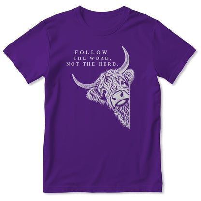 Follow The Word Not The Herd Highland Cow, Gift For Christian - 2D Unisex T-shirt