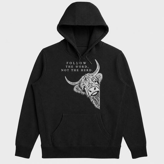 Follow The Word Not The Herd, Gift For Christian Highland Cow Lovers - 2D Unisex Hoodie