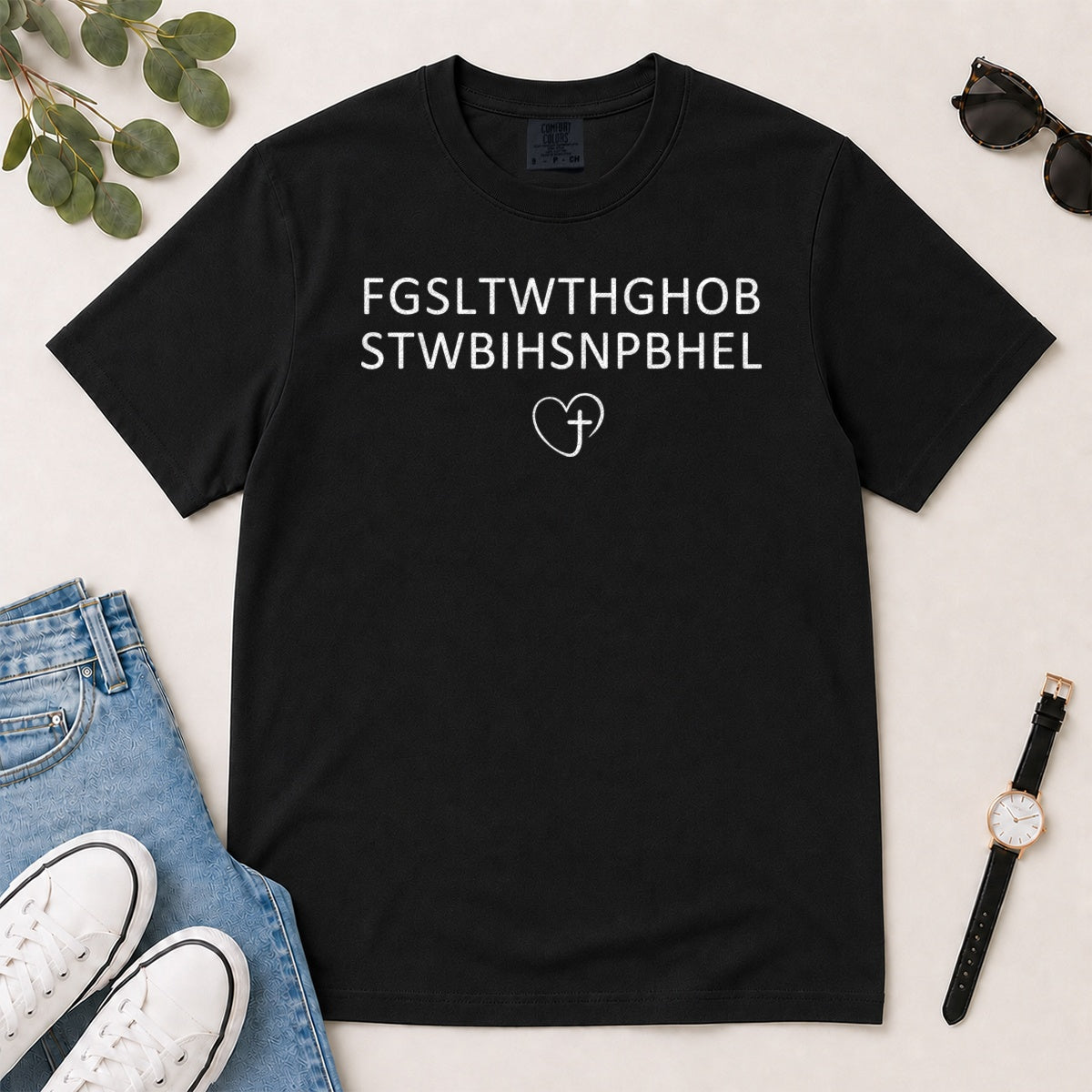 For God So Loved The World John 3 16 Gift For Minimalist Christians - 2D Unisex Garment-dyed T-shirt