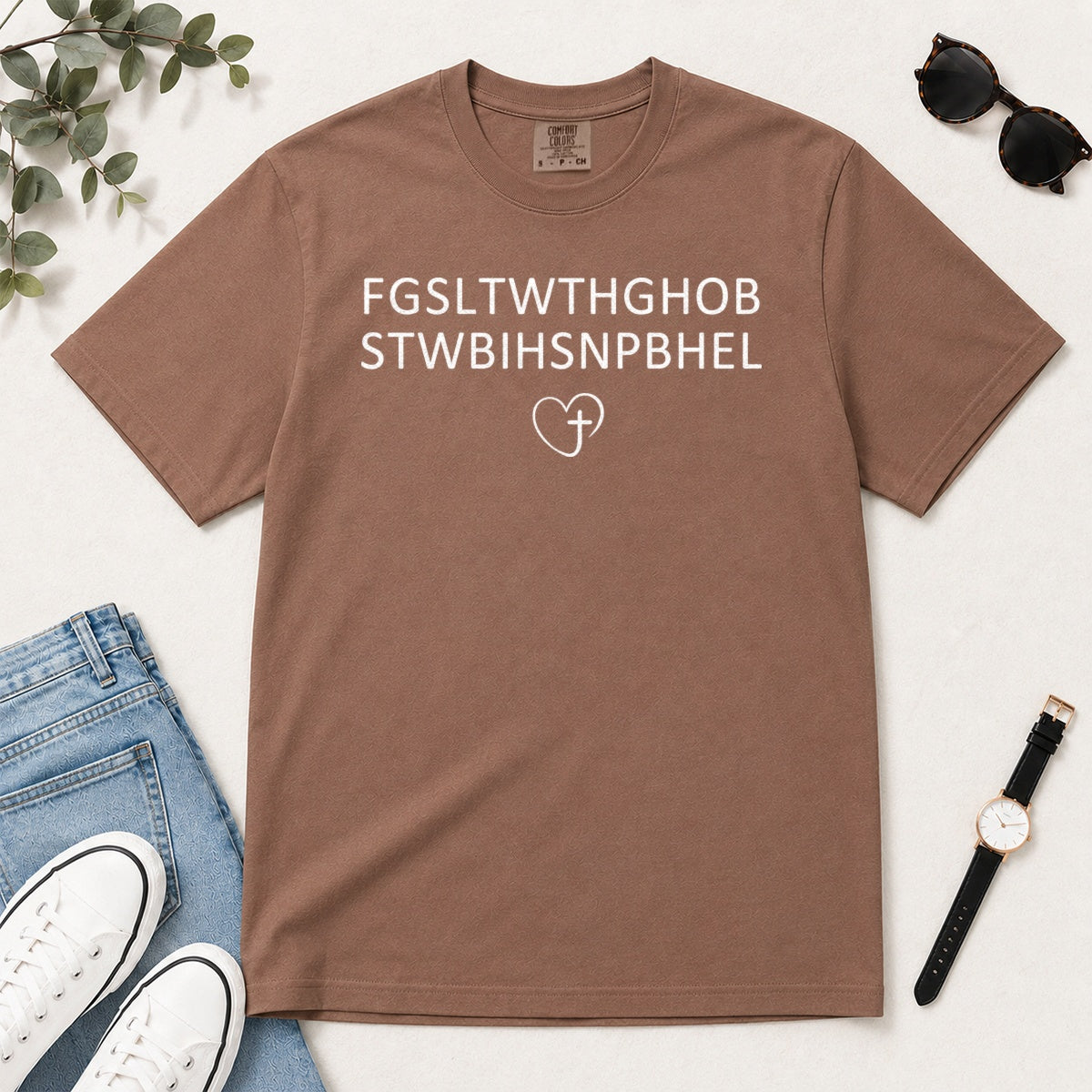 For God So Loved The World John 3 16 Gift For Minimalist Christians - 2D Unisex Garment-dyed T-shirt