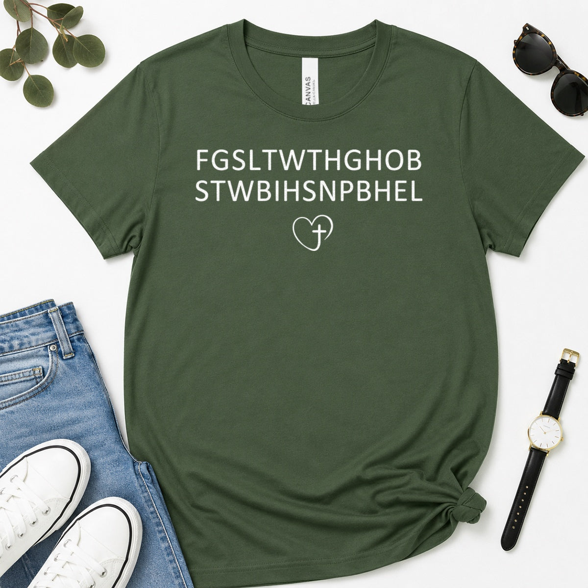 For God So Loved The World, John 3:16, Gift For Minimalist Christians - 2D Unisex Premium T-shirt