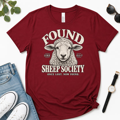 Found Sheep Society Once Lost Now Found, Gift For New Believers - 2D Unisex Premium T-shirt