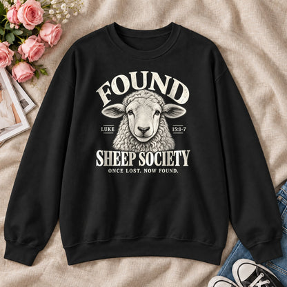 Found Sheep Society Once Lost Now Found, Gift For New Believers - 2D Unisex Sweatshirt