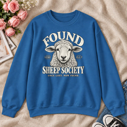 Found Sheep Society Once Lost Now Found, Gift For New Believers - 2D Unisex Sweatshirt