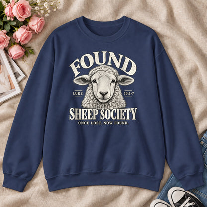 Found Sheep Society Once Lost Now Found, Gift For New Believers - 2D Unisex Sweatshirt
