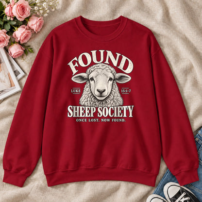 Found Sheep Society Once Lost Now Found, Gift For New Believers - 2D Unisex Sweatshirt