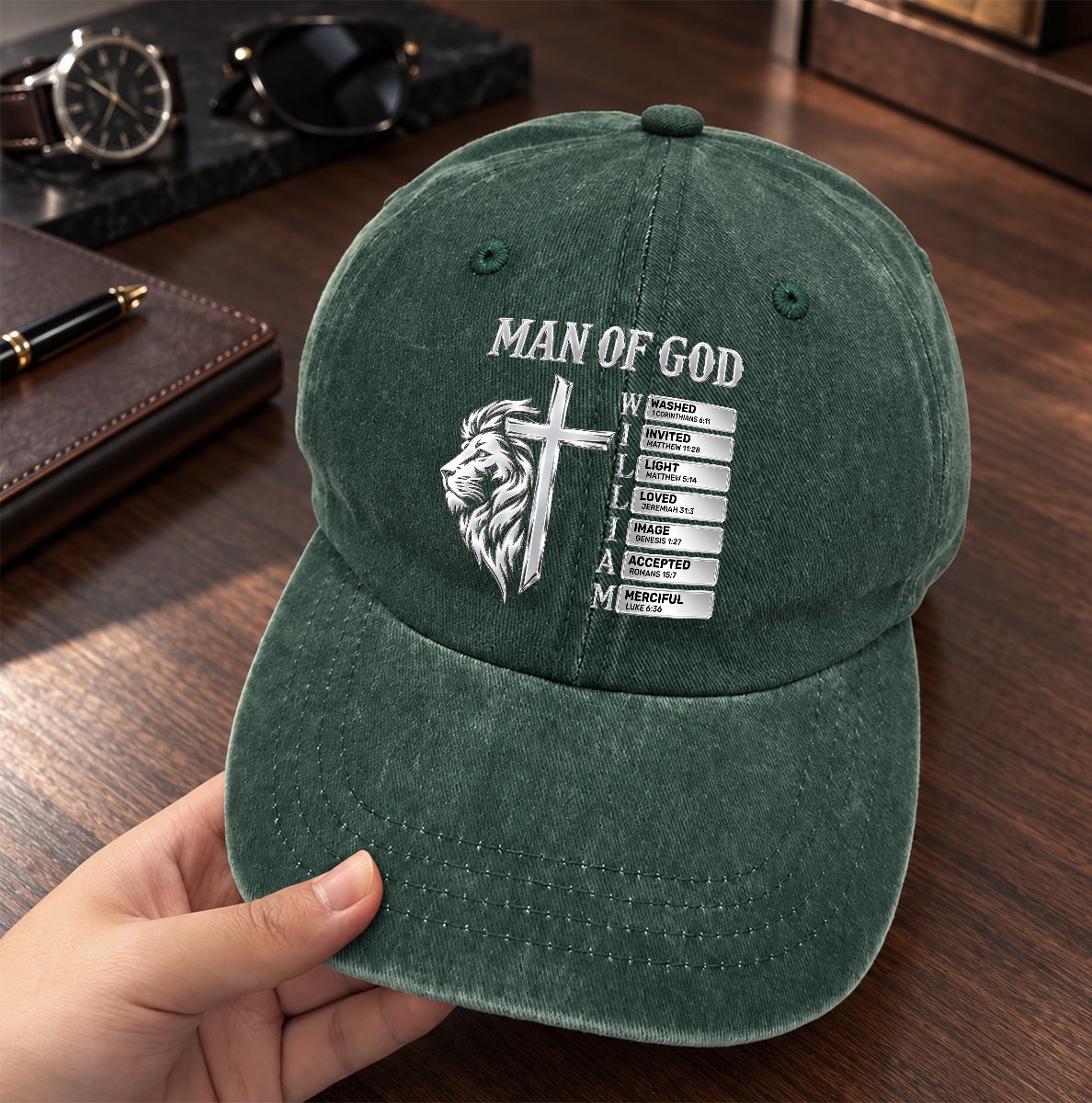 God Says, Gift For Man - Personalized Custom Vintage Washed Denim Cap