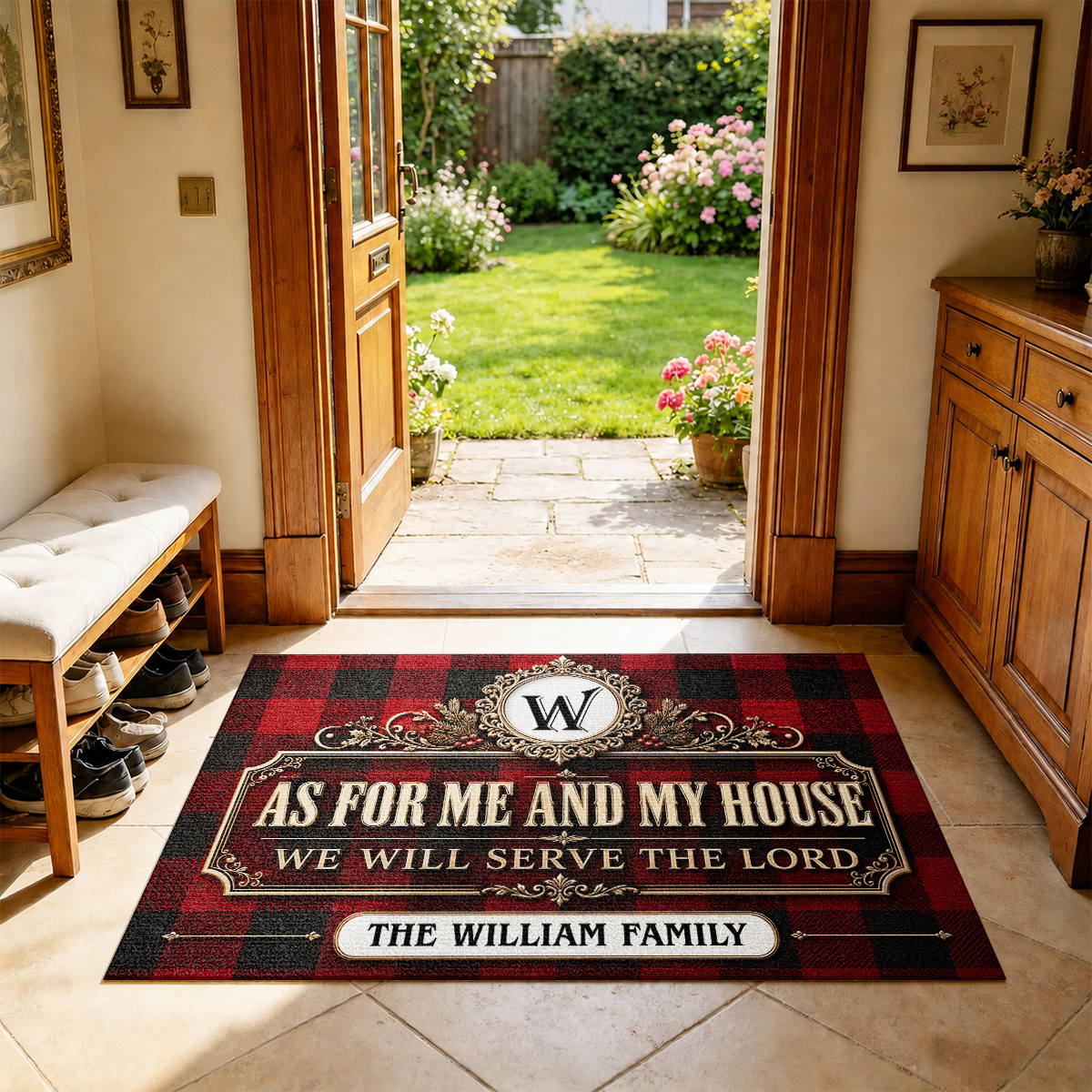 As For Me And My House We Will Serve The Lord, Gift For Family | Personalized Doormat