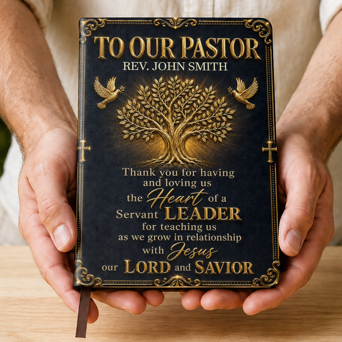 To Our Pastor, Gift For Pastor | Personalized Leather Cover Notebook