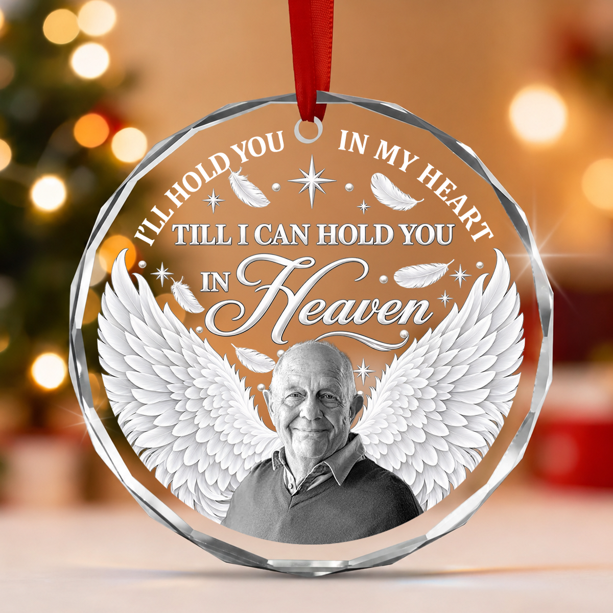Till I Can Hold You in Heaven, Gift For Loved One - Personalized Heart Shaped Glass Ornament