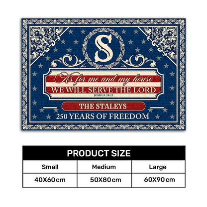 As For Me And My House We Will Serve The Lord - Personalized Doormat