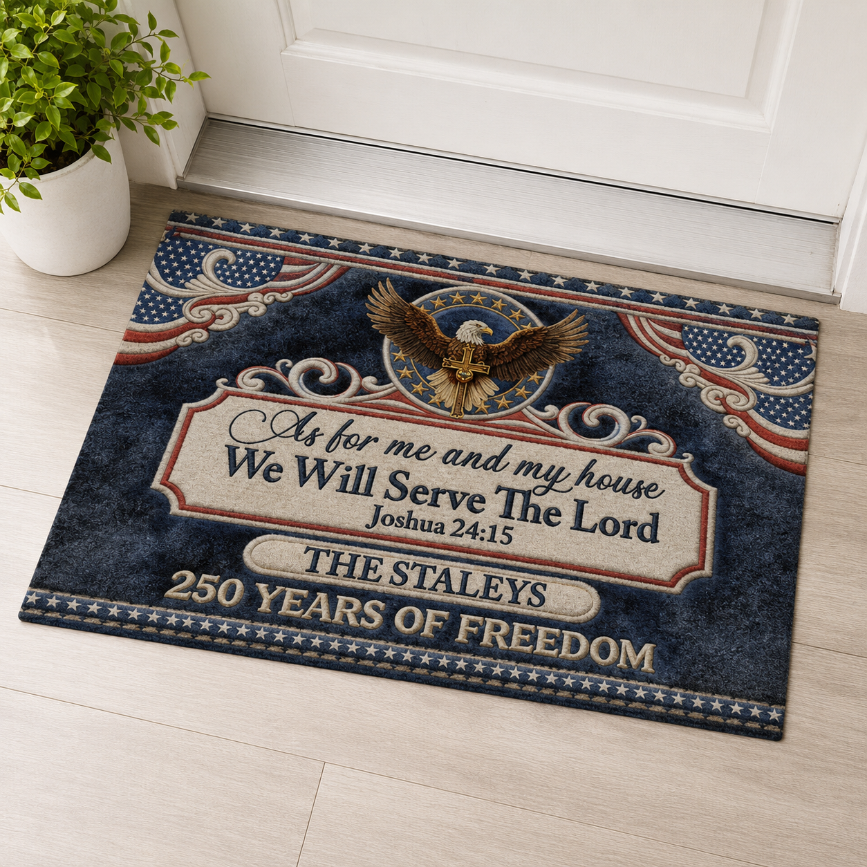 As For Me And My House We Will Serve The Lord, Gift of Faith | Personalized Doormat
