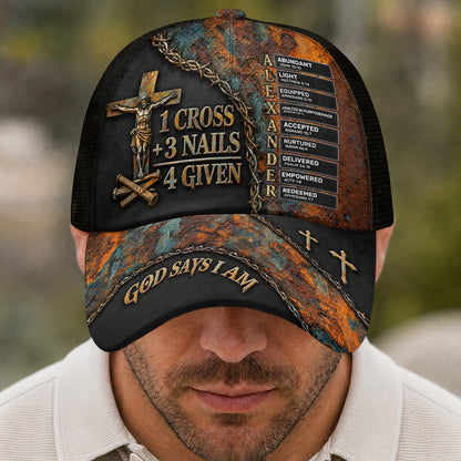 1 Cross 3 Nails 4 Given, Gift For Him | Personalized Classic Cap