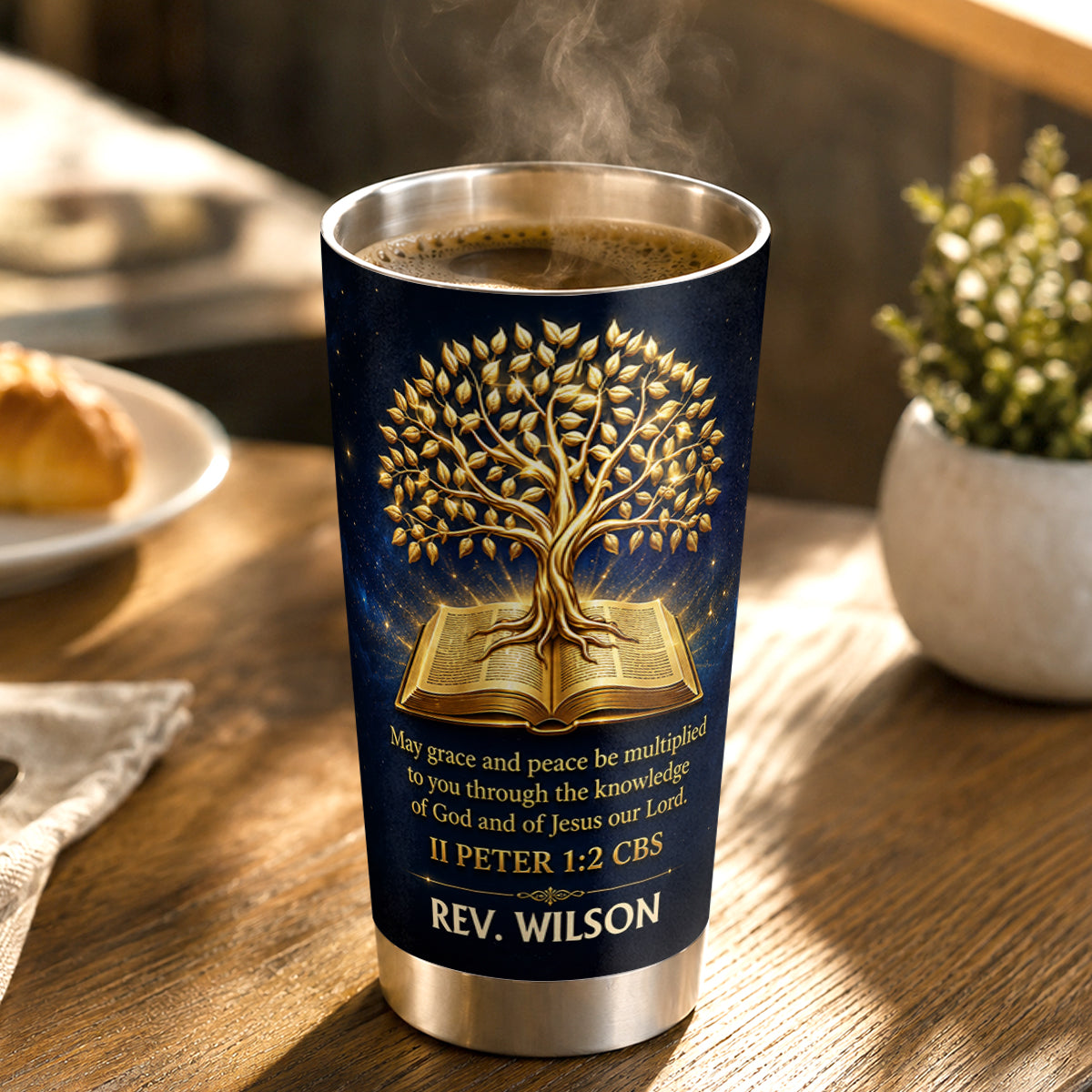 Our Pastor - God Shines Through You, Gift For Pastor | Personalized Stainless Steel Tumbler
