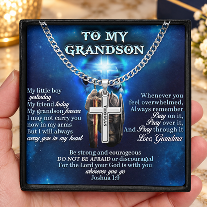 To My Son, My Grandson, My Boy - Personalized Cross Link Chain