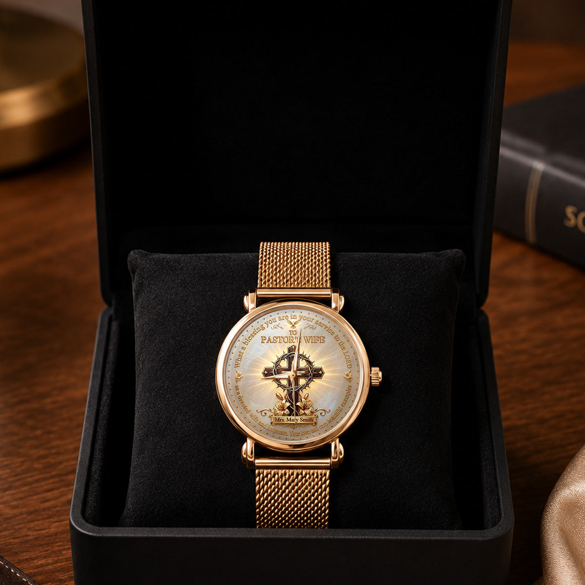 To Pastor's Wife Your Love And Care Are Beautiful Examples, Gift For Pastor's Wife | Personalized Women's Wrist Watch