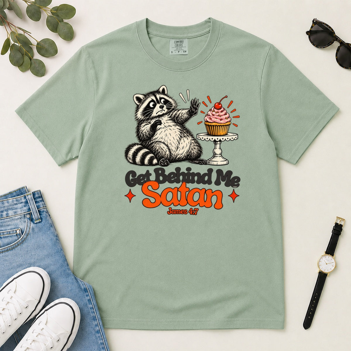 Get Behind Me Satan, Gift For Christian Dessert Lovers - 2D Unisex Garment-dyed T-shirt