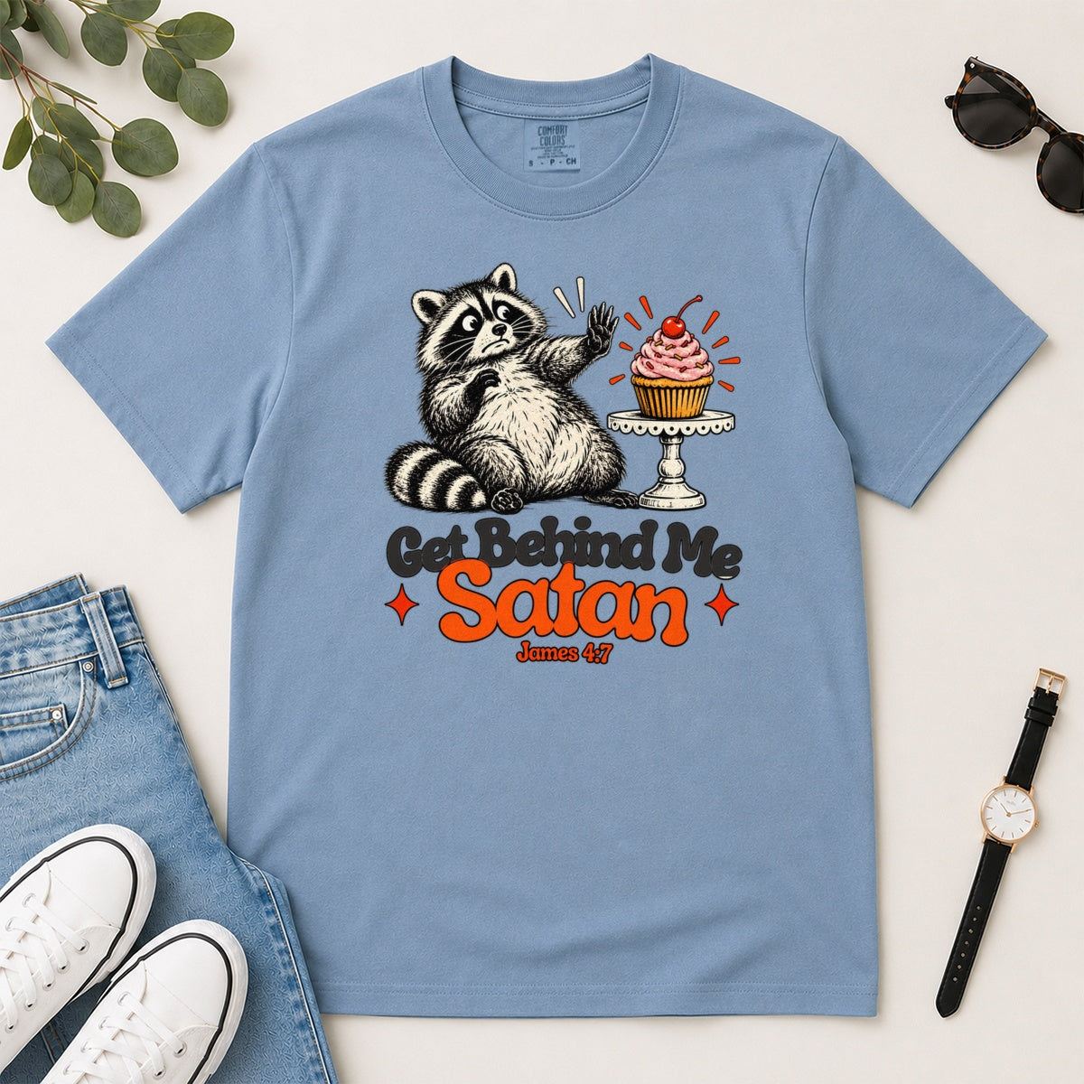 Get Behind Me Satan, Gift For Christian Dessert Lovers - 2D Unisex Garment-dyed T-shirt