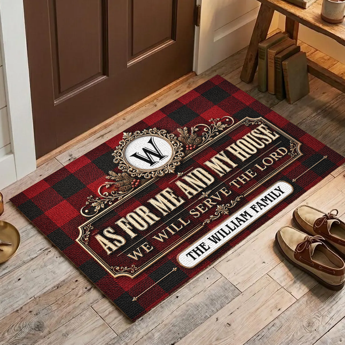 As For Me And My House We Will Serve The Lord, Gift For Family | Personalized Doormat