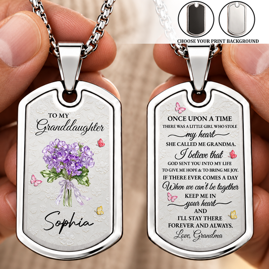 To My Granddaughter, Gift For Her | Personalized Dog Tag Necklace