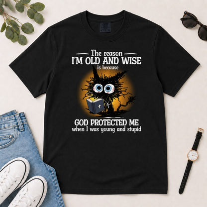 God Protected Me When I Was Young And Stupid, Gift For Christian Grandparents - 2D Unisex Garment-dyed T-shirt