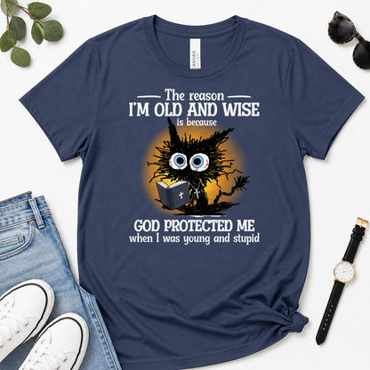 God Protected Me When I Was Young And Stupid, Gift For Christian Grandparents - 2D Unisex Premium T-shirt