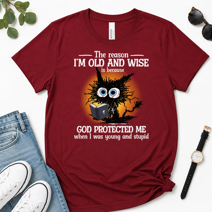 God Protected Me When I Was Young And Stupid, Gift For Christian Grandparents - 2D Unisex Premium T-shirt