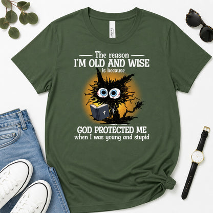 God Protected Me When I Was Young And Stupid, Gift For Christian Grandparents - 2D Unisex Premium T-shirt