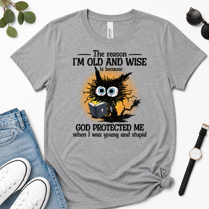 God Protected Me When I Was Young And Stupid, Gift For Christian Grandparents - 2D Unisex Premium T-shirt