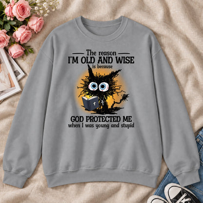 God Protected Me When I Was Young And Stupid, Gift For Christian Grandparents - 2D Unisex Sweatshirt