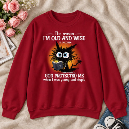 God Protected Me When I Was Young And Stupid, Gift For Christian Grandparents - 2D Unisex Sweatshirt