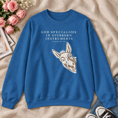 God Specializes In Stubborn Instruments Numbers 22, Gift For Christian Donkey Lovers - 2D Unisex Sweatshirt