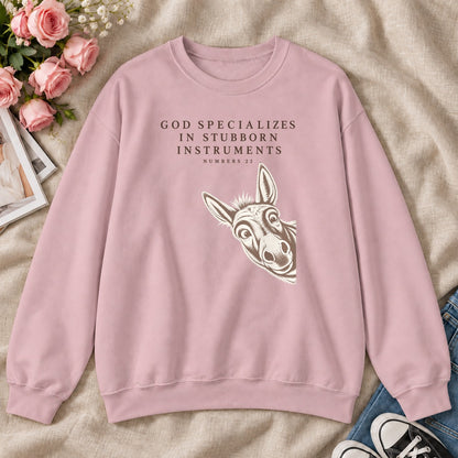 God Specializes In Stubborn Instruments Numbers 22, Gift For Christian Donkey Lovers - 2D Unisex Sweatshirt