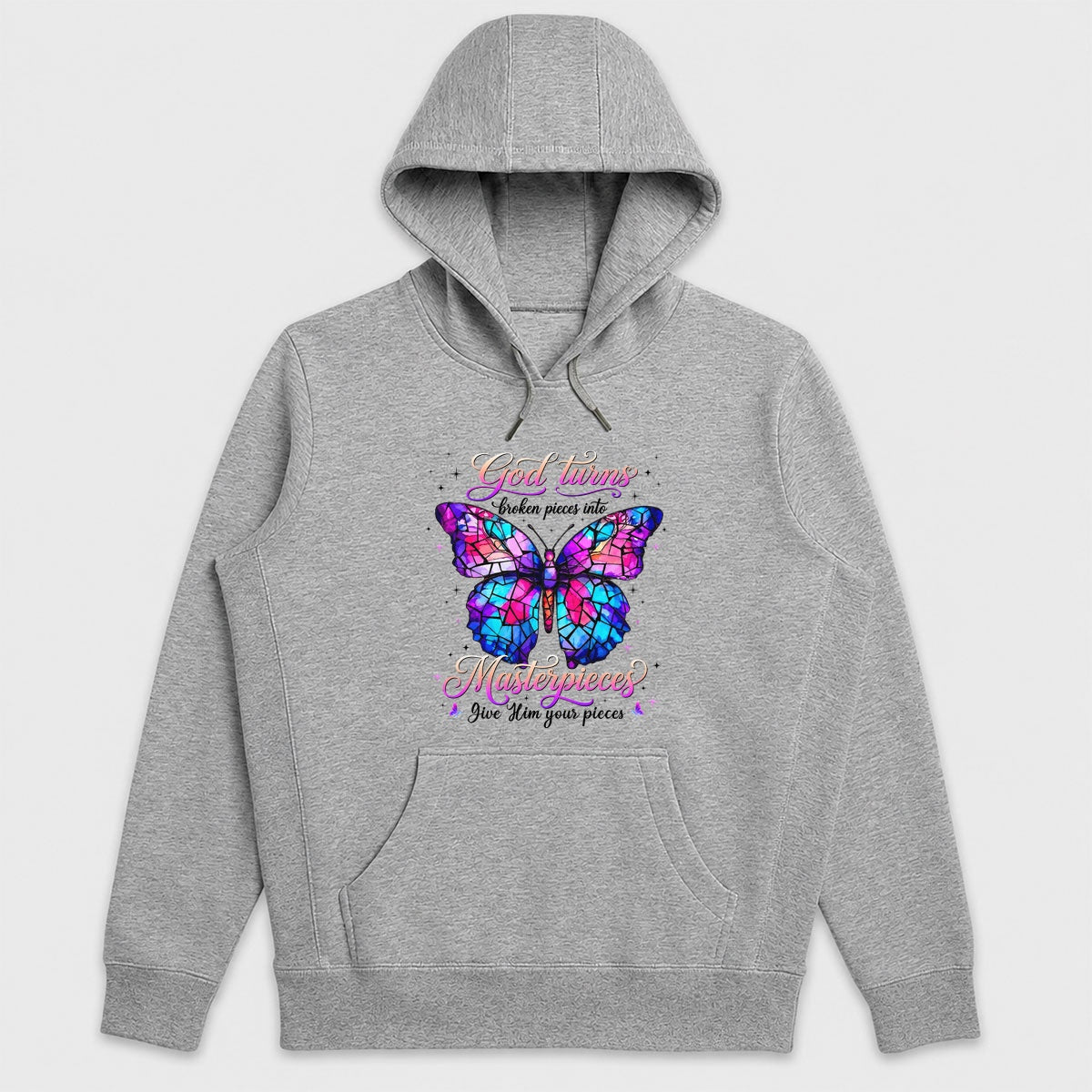 God Turns Broken Pieces Into Masterpieces Give Him Your Pieces, Gift For Christian Butterfly Lovers - 2D Unisex Hoodie