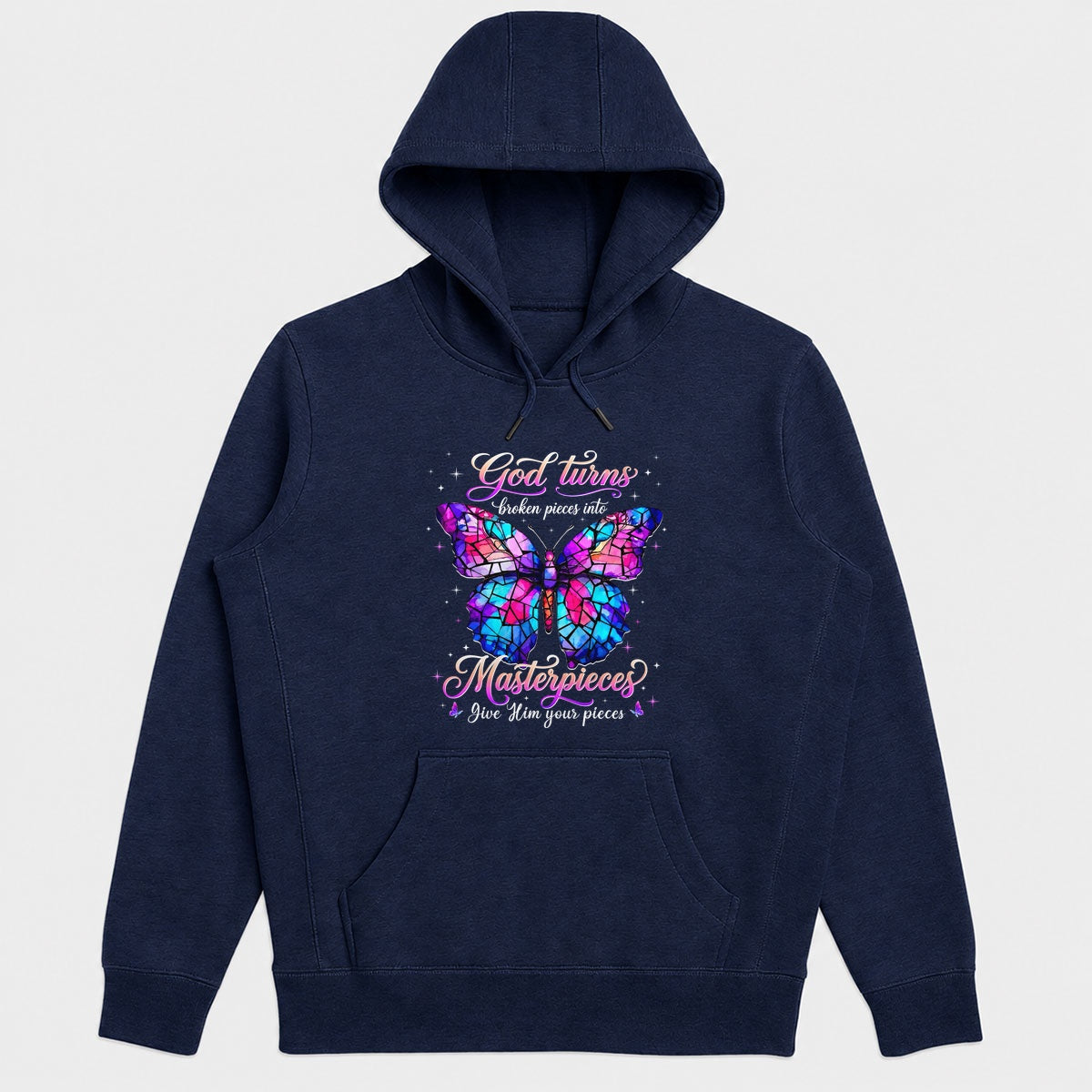 God Turns Broken Pieces Into Masterpieces Give Him Your Pieces, Gift For Christian Butterfly Lovers - 2D Unisex Hoodie