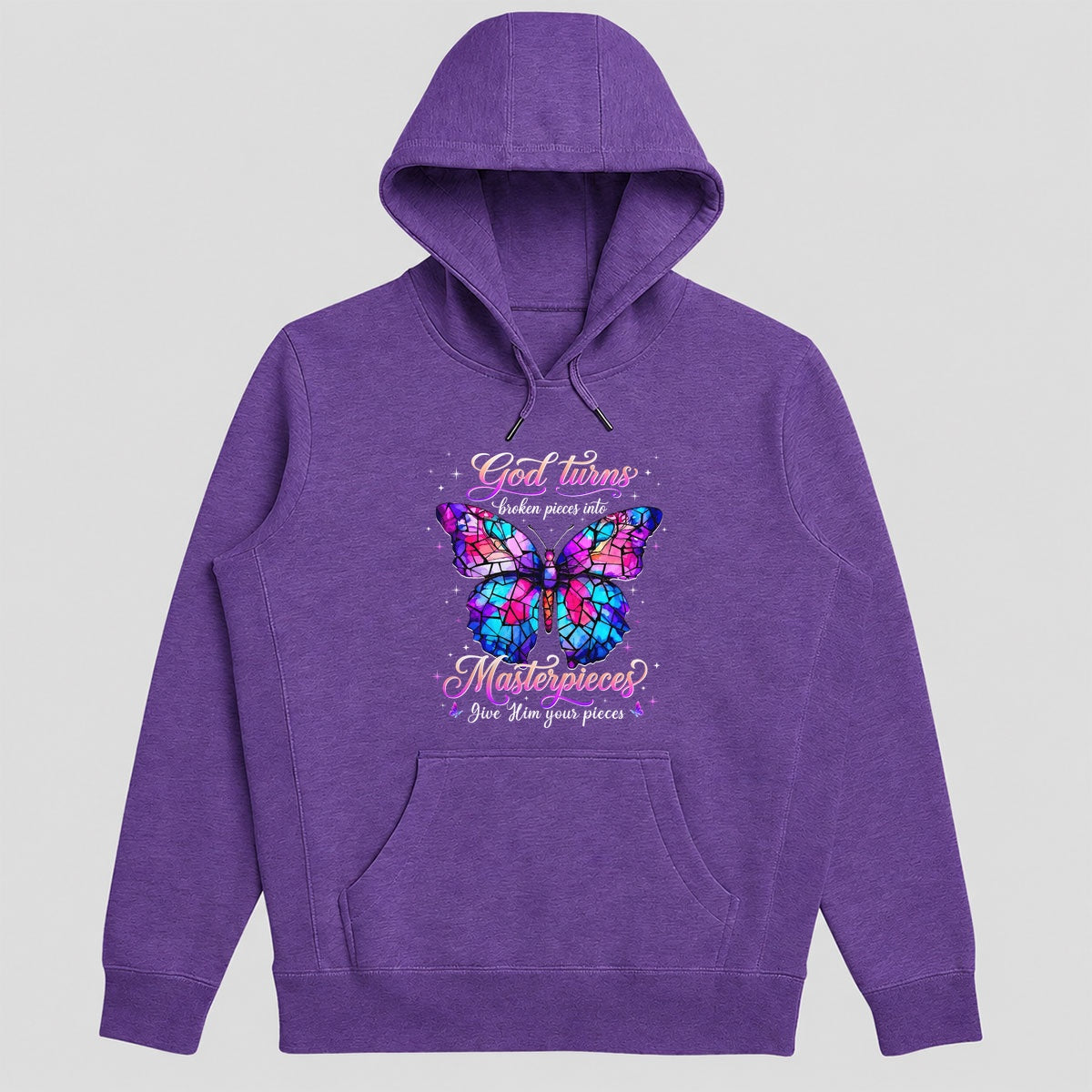 God Turns Broken Pieces Into Masterpieces Give Him Your Pieces, Gift For Christian Butterfly Lovers - 2D Unisex Hoodie
