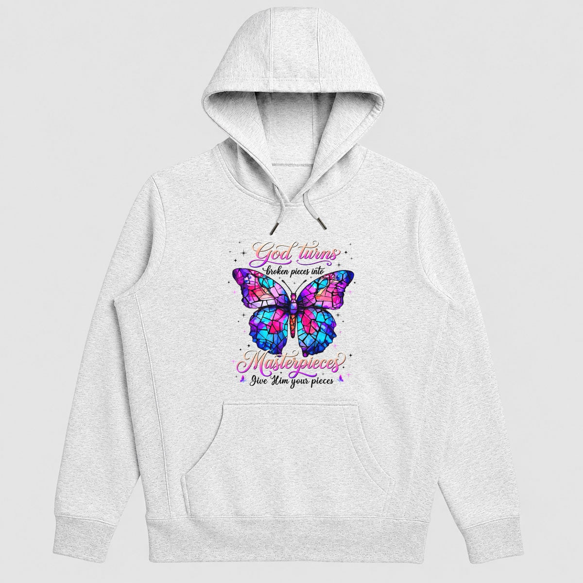 God Turns Broken Pieces Into Masterpieces Give Him Your Pieces, Gift For Christian Butterfly Lovers - 2D Unisex Hoodie