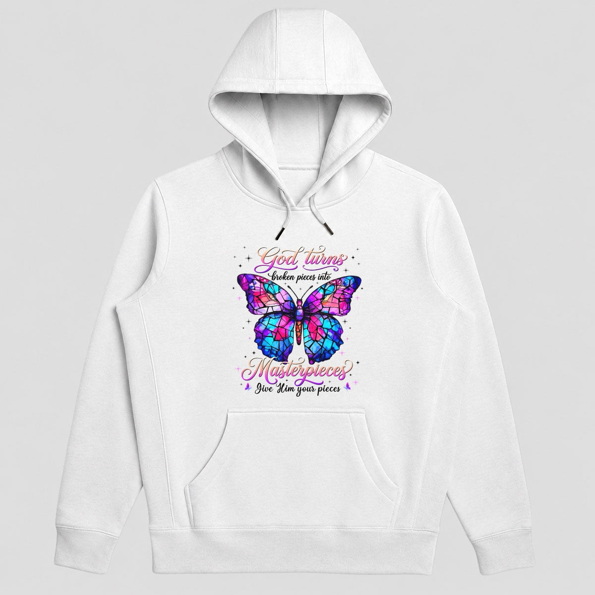 God Turns Broken Pieces Into Masterpieces Give Him Your Pieces, Gift For Christian Butterfly Lovers - 2D Unisex Hoodie