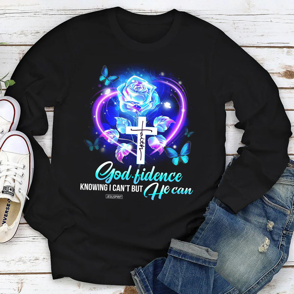 Godfidence Knowing I Can‘t But He Can | 2D Unisex Long Sleeve