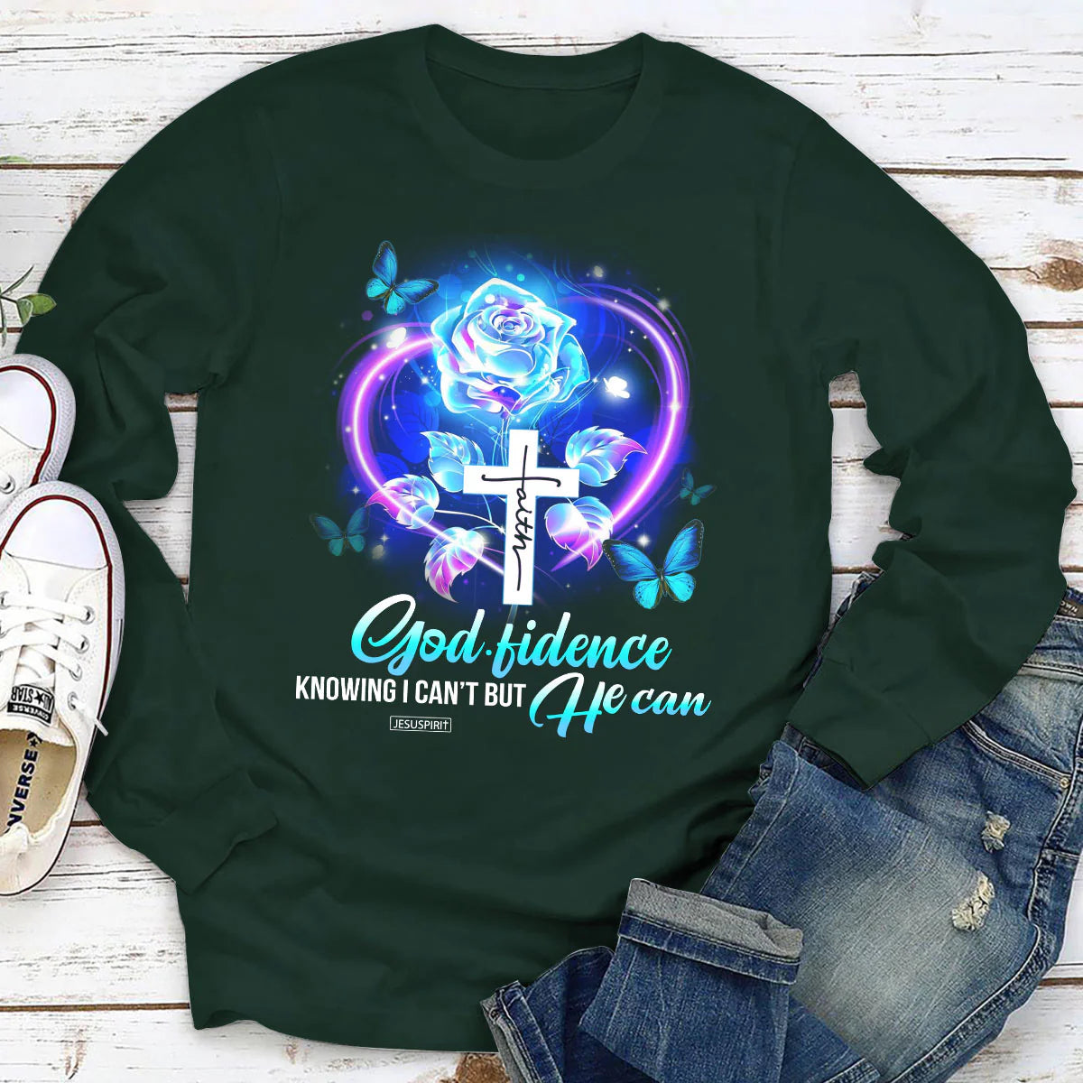 Godfidence Knowing I Can‘t But He Can | 2D Unisex Long Sleeve