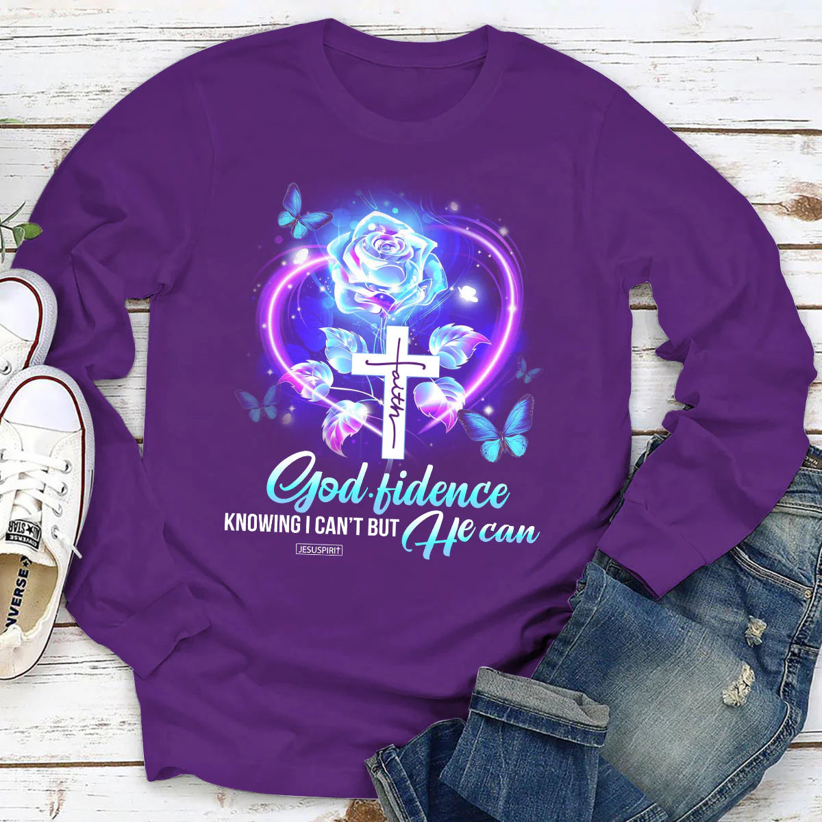 Godfidence Knowing I Can‘t But He Can | 2D Unisex Long Sleeve