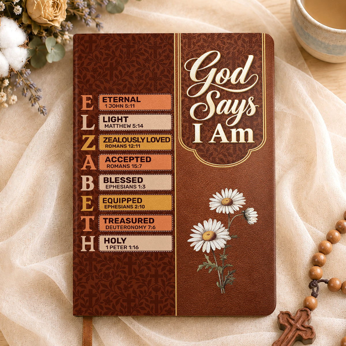 God Says I Am, Gift For Daughter | Personalized Leather Cover Notebook