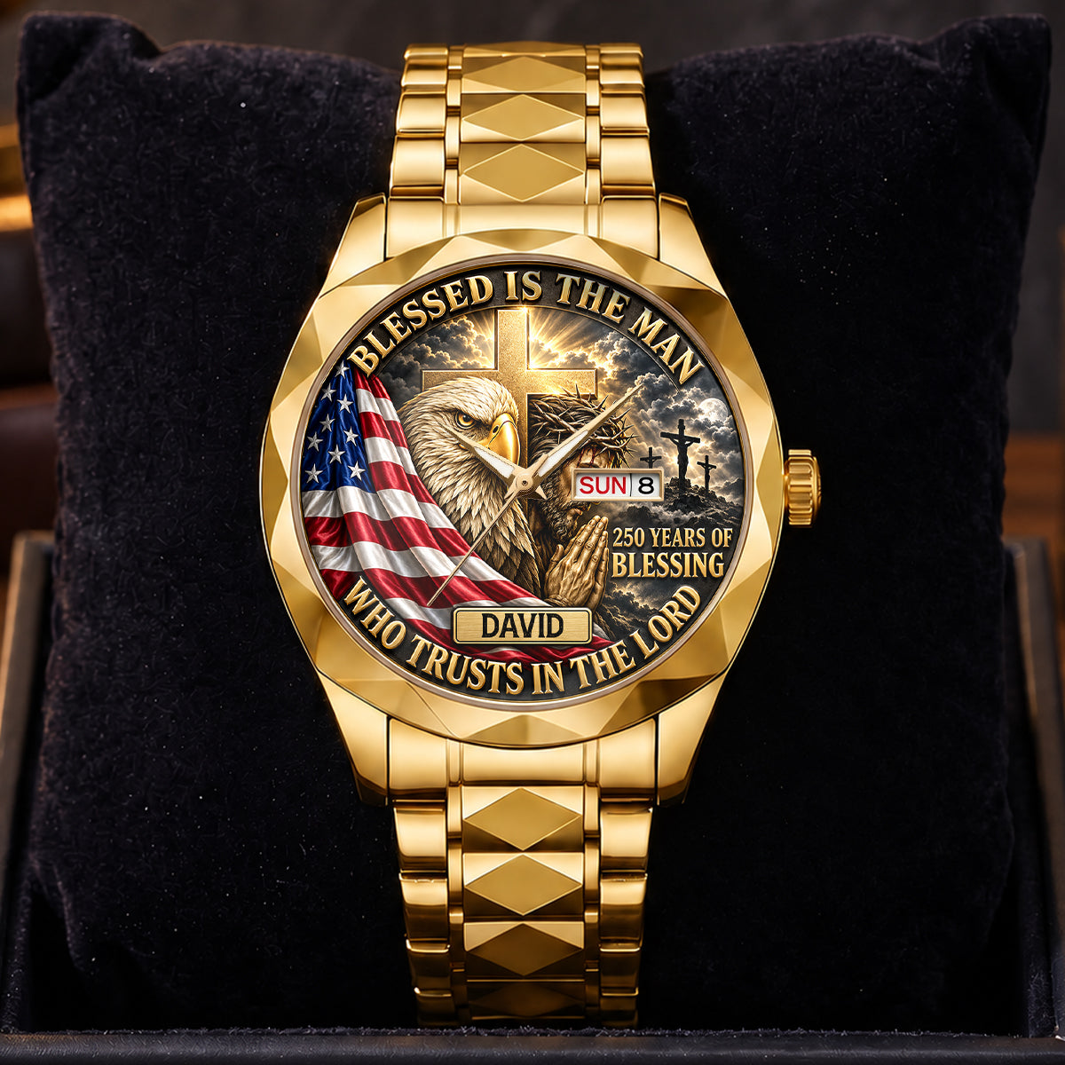 Blessed Is The Man Who Trusts In The Lord, Gift For Men - Personalized Men's Wrist Watch