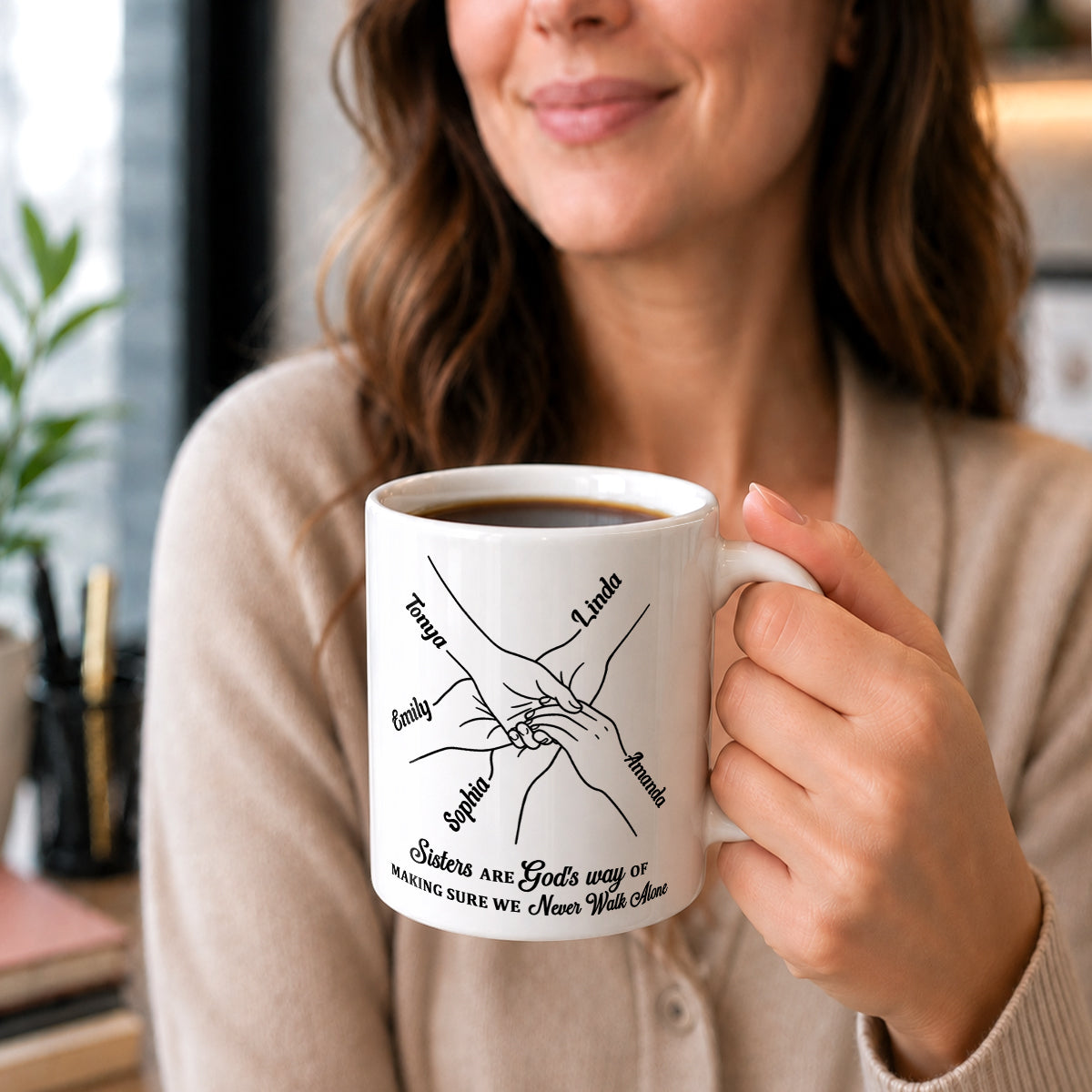 Sisters Are God's Way, Gift For Sister In Christ | Personalized Ceramic Coffee Mug