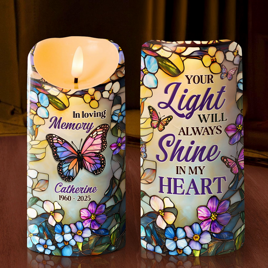 Your Light Shines Forever, Gift For Loved One - Personalized Flameless LED Candle