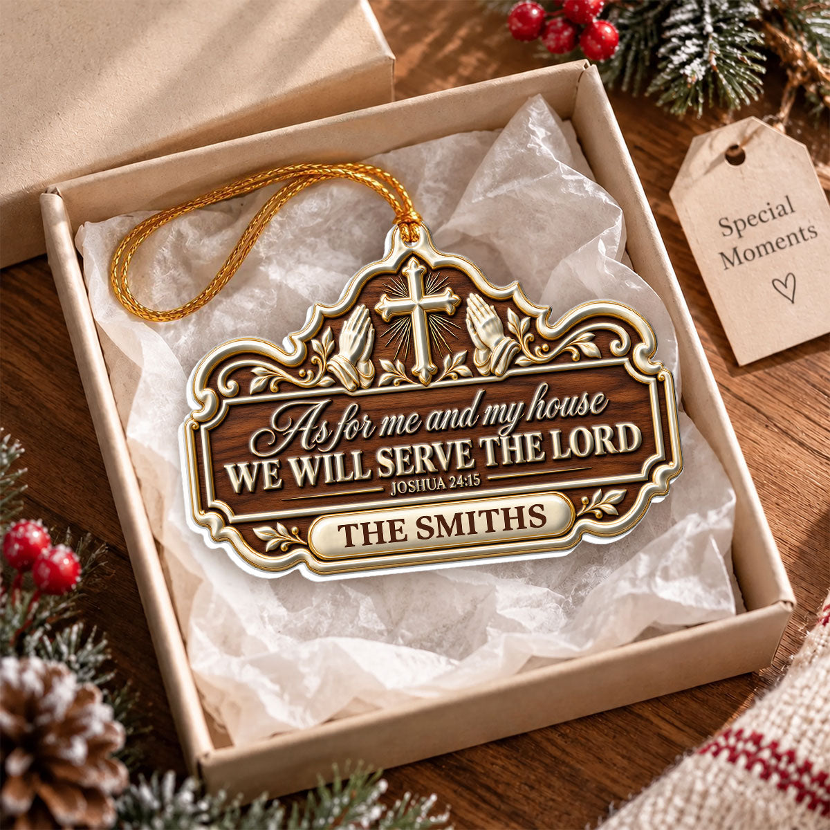 Faithful Home Blessing, Gift For Christian Family | Personalized 3D Relief White Acrylic Ornament