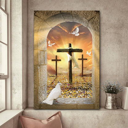 Beautiful Pigeon And Cross  - Personalized Canvas