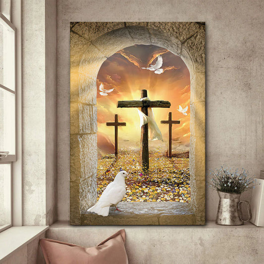 Beautiful Pigeon And Cross  - Personalized Canvas