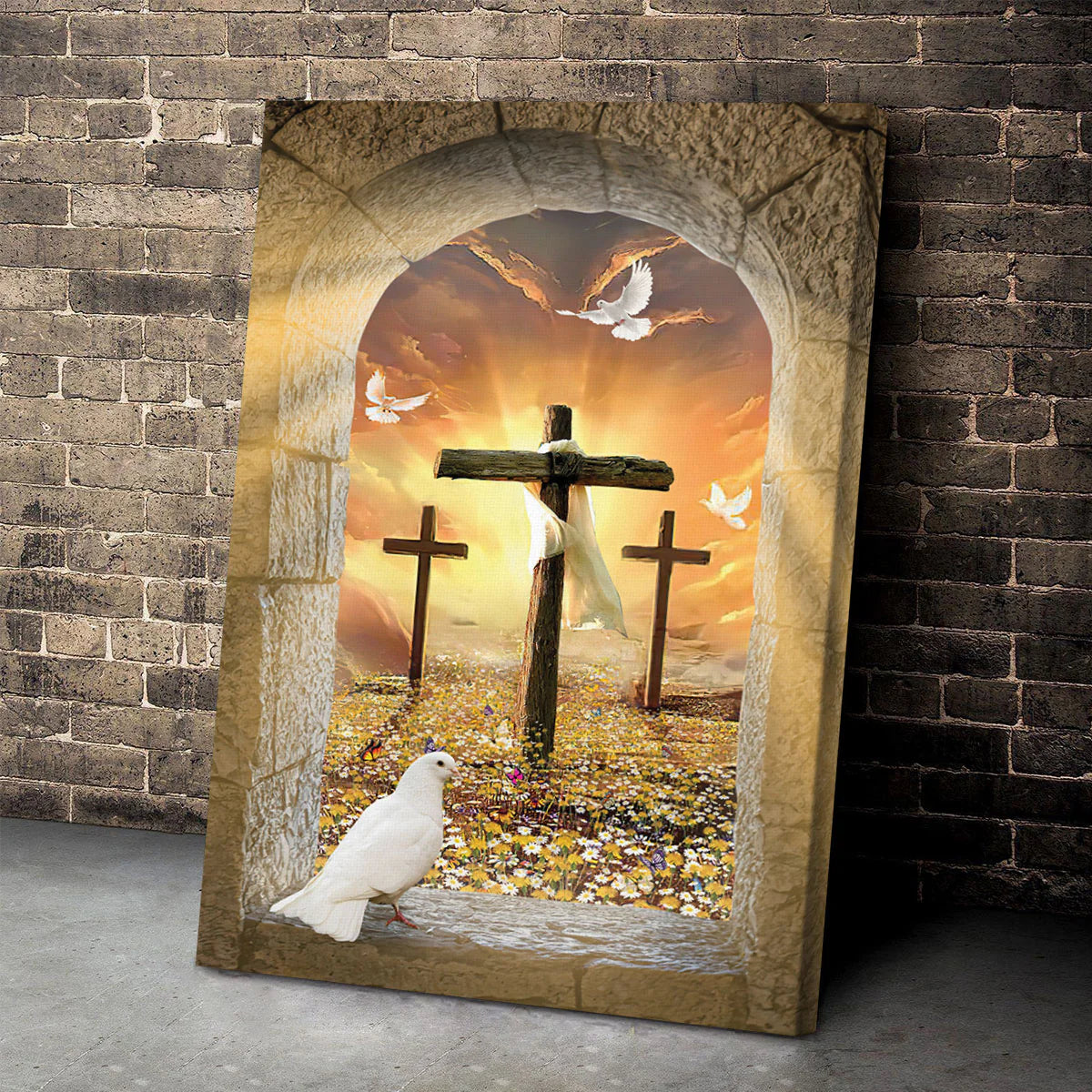 Beautiful Pigeon And Cross  - Personalized Canvas