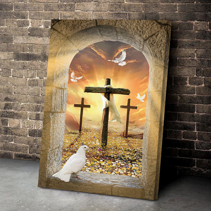 Beautiful Pigeon And Cross  - Personalized Canvas